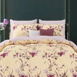 Living Roots Floral Yellow 300 TC Cotton Bedsheet with 2 Pillow Covers-image-34