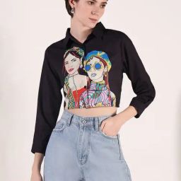 SHOWOFF Black Printed 3/4th sleeve Casual Shirt-image-21