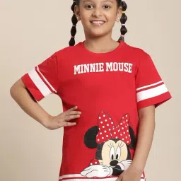 Kidsville Minnie Printed Red Tshirt For Girls-image-11