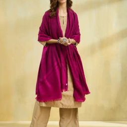 Fabindia Magenta Wool Shawl-25