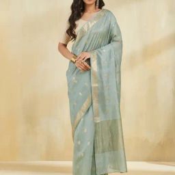 Fabindia Sage Cotton Silk Blend Saree-image-4