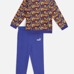 Puma Unisex Lapis Lazuli Cotton Printed Full Sleeves Sports Tracksuit-image-33