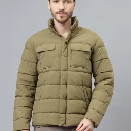 Woods Brown Regular Fit Quilted Jacket-image-70
