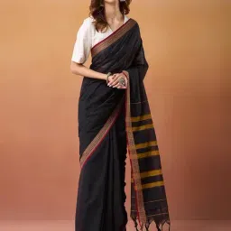 Fabindia Black Cotton Saree-picture-49