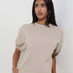 LOV by Westside Beige Waffle-Textured Top-picture-42