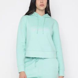 Guess Sea Green Solid Full Sleeve Hood-picture-7