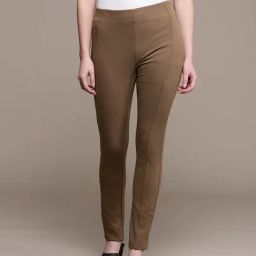 Label Ritu Kumar Khaki Regular Fit Mid Rise Pants-image-95
