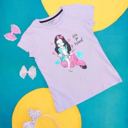 Pantaloons Junior Lilac Cotton Printed T-Shirt-image-82