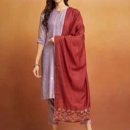 Fabindia Maroon Embroidered Dupatta-image-69