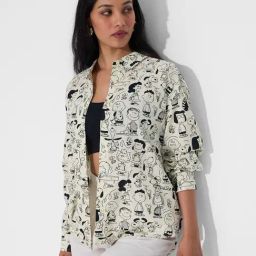 The Souled Store Off White Cotton Boyfriend Fit Printed Shirt-image-71