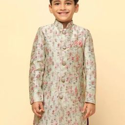 KISAH Boys Multicolor Embroidered Full Sleeves Sherwani-image-52