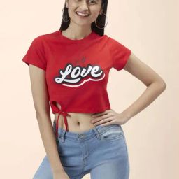 People by Pantaloons Red Cotton Printed Crop Top-image-53