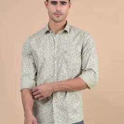 Cantabil Green Regular Fit Printed Casual Shirt-image-88