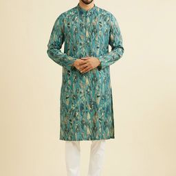 Manyavar Floral Printed Mandarin Collar Straight Kurta-picture-51