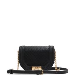 Aldo Saddlebae Black Synthetic Textured Sling Handbag-image-30