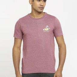 Basics Pink Cotton Muscle Fit Texture T-Shirt-image-44