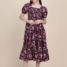 YK Puff Sleeve Crepe Formal Fit & Flare Dress-image-41
