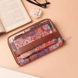 ZOUK Kutch Gamthi Multicolor Printed Zip Around Wallet for Women-image-2