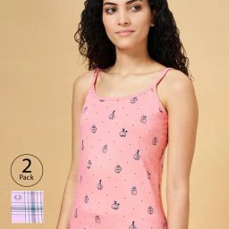 Dreamz by Pantaloons Pink & Purple Cotton Printed Camisoles - Pack Of 2-image-9