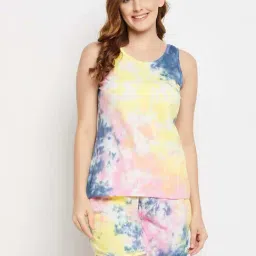 Clovia Multicolored Cotton Tie & Dye Top Shorts Set-image-55
