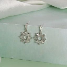 Aatmana Silver Statement Rhodium-Plated & Crystals Studded Circular Drop Earring-31