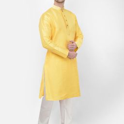 SG LEMAN Men Regular Dupion Silk Kurta with Pyjamas image 4