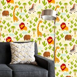 ArtzFolio Printed UV-Resistant Anti-Bacterial Kids Multi Animals Peel & Stick Wallpaper-image-0
