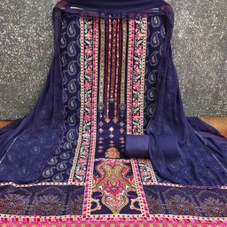 Maroosh Floral Printed Mirror Work Unstitched Dress Material-picture-8