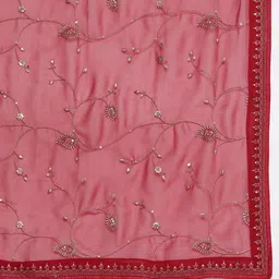 Libas Floral Embroidered Regular Thread Work Georgette Kurta with Trousers & Dupatta image 4