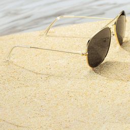FUNGLASSES Unisex Full Rim Aviator Sunglasses AVTR GLASS GOLD BLACK HD LARGE-Black-39