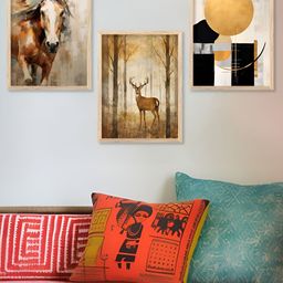 Kotart Brown & White 3 Pieces Wooden Birds and Animals Wall Arts-picture-7