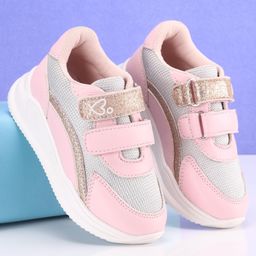 Babyoye Sneakers with Velcro Closure Glitter Detail - Pink-image-53