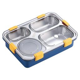 Yamama 4 Grid Insulated Stainless Steel Lunch Box With Separate Bowl With Lid - Dark Blue-image-75