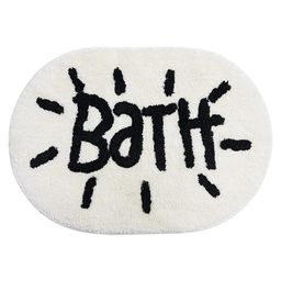 KolorFish Bathroom Rug Mat Oval Cute Small Bath Mat Soft Kids Plush Absorbent Non Slip Foot Mat Machine Washable Toilet Rug - White-28
