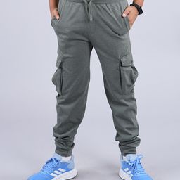 Kiddopanti Placement Printed Cargo Track Pant - Military Green-image-0