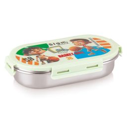 ATTRO Pluto Stainless Steel Cartoon Printed Lunch Box with 1 Small Container& Spoon - Green-image-18