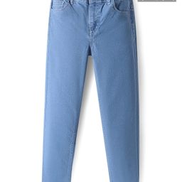 Pine Kids Woven Full Length Washed Denim Jeans - Light Blue-image-94