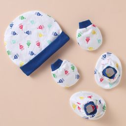 Ben Benny Interlock Knit Cap Mitten & Booties Set with Ship Print White - Diameter 8.5 cm-image-32