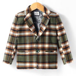 Noddy Full Sleeves Checked Textured Blazer - Green-image-35