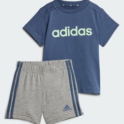 Adidas Kids 100% Cotton Knit Half Sleeves T-Shirt & Shorts Set Logo & Text Print - Blue-image-129