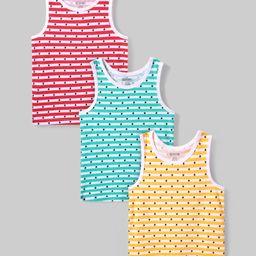 Pine Kids Cotton Lycra Knit Sleeveless Vest with Star Print Pack of 3 - (Colour May Vary)-20