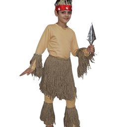 Kaku Fancy Dresses Full Sleeves African Tribal Costume Set - Beige-image-82