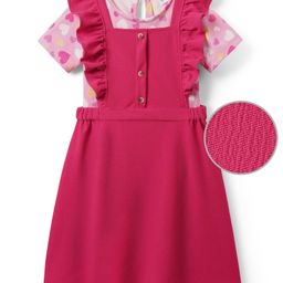 Hola Bonita Knit Frock & Half Sleeves Inner Tee With Heart Print - Dark Pink-image-65