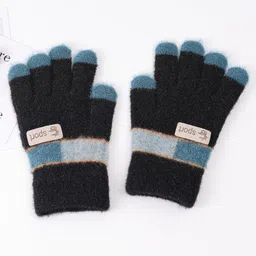 Pine Kids Gloves with Color Block Design - Black-picture-2