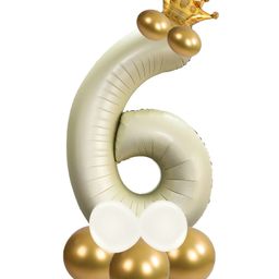 Decormantra 6 Six 32 Inch Number Foil Balloon For 6th Birthday Decoration Kit Items -Pack of 14-Cream-picture-20