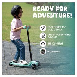 Tinyberg Vroom Vroom Scooter With Led Flashing Wheels, Adjustable Handle Height - Skyblue Breeze image 2