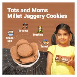 tots and moms foods Tots & Moms NO Maida NO Sugar - Choco Bajra Cookies | Millet & Jaggery Biscuits for Little Ones | Made with Multi Millets, Nuts, Seeds, Butter & Jaggery | No Raising Agents, No preservatives | Pack of 6 - 150g each image 2