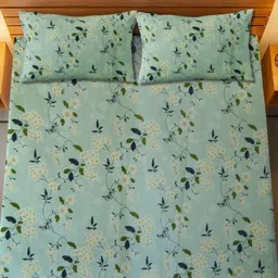 HARYANA HOOPS Green & Yellow Printed 220 TC Cotton Queen Bedsheet Set 2.25 m x 2.50 m-image-55
