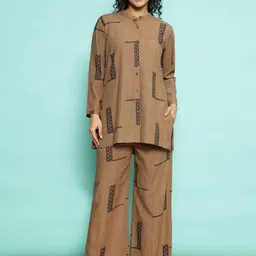 AC&F Printed Pure Cotton Shirt & Palazzo Co-ords-image-13