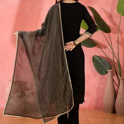 Sangria Embroidered Sequence Straight Kurta & Trouser With Dupatta image 2